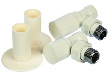 Vinkelventilsæt t/håndklædetørrer hvid